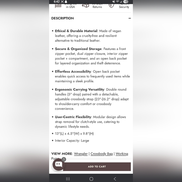 Wrangler Dome Satchel Crossbody Purse - Picture 13 of 16